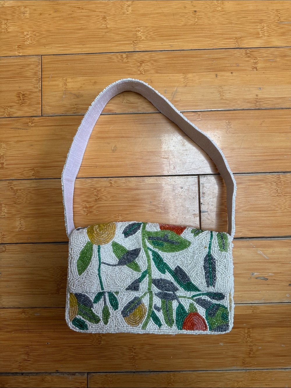 Beaded Floral Shoulder Bag